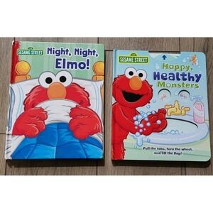 Sesame Street Elmo 2 Flip Kids Board Books Night Happy Healthy Monsters